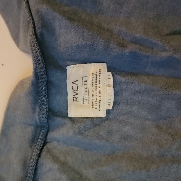 RVCA Cotton Short Sleeve V Neck Top Size X Small Blue - Picture 2 of 5